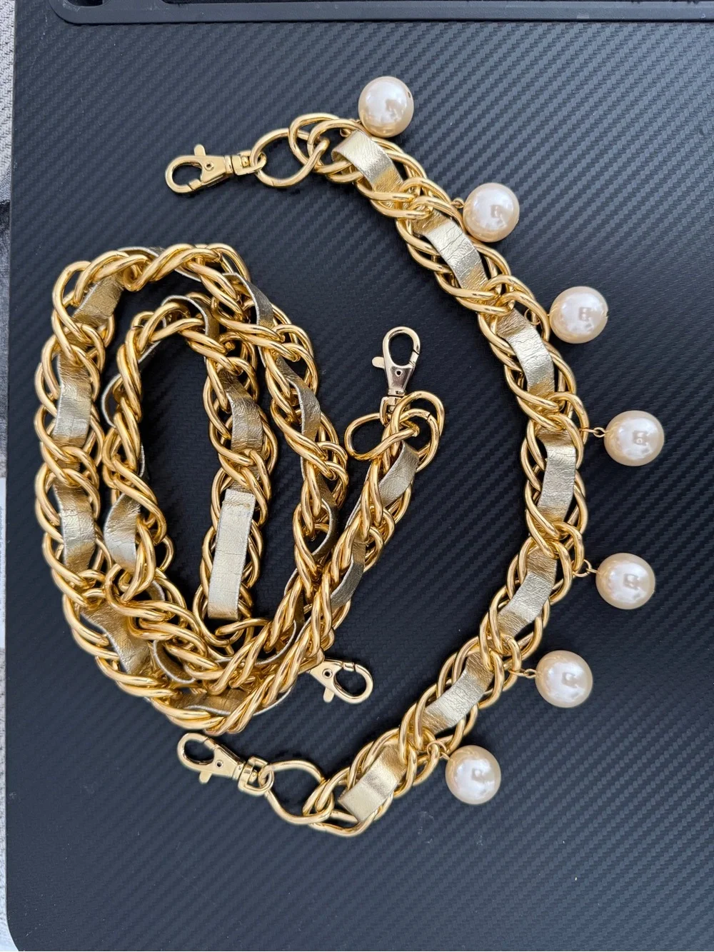 BGBGeneration Gold Chain Pearl Drop Waist Belt - Women Accessories